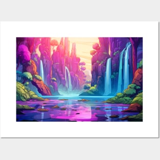 Scenery Panoramic Waterfall Landscape Nature Posters and Art